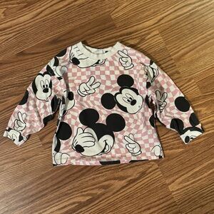 Pink and Black Mickey Mouse Long Sleeve Shirt